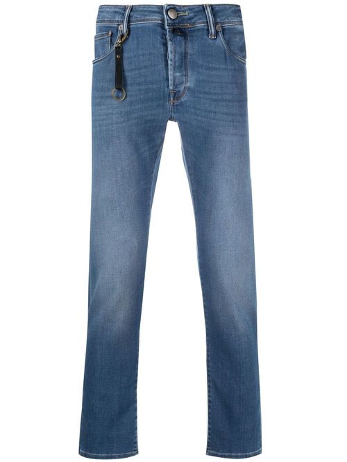 Logo-patch slim-cut jeans - Blue