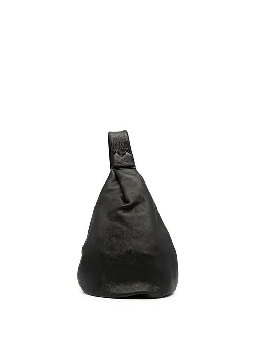 Logo-embossed leather shoulder bag - Black