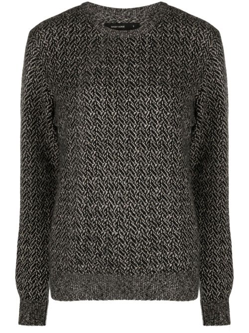 Chevron-pattern cashmere jumper - Black