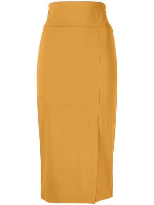 Essential side-slit pencil skirt - Brown