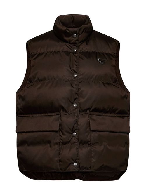 Padded Re-Nylon Puffer Vest — Brown