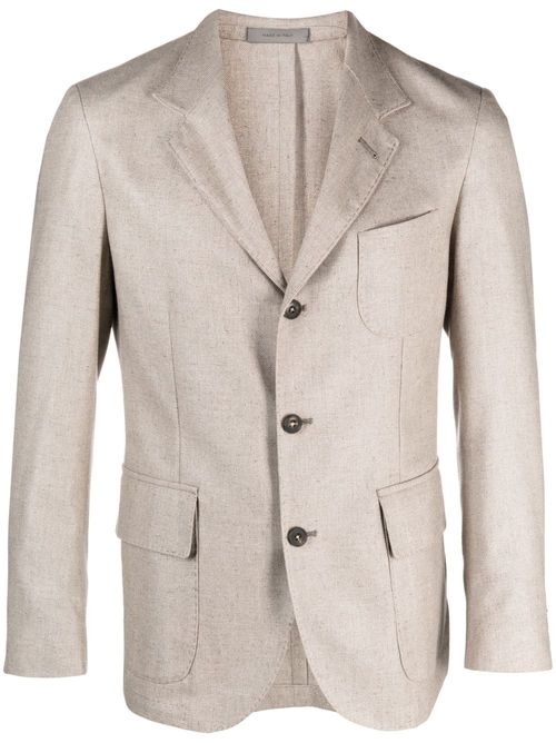Single breasted wool-blend blazer - Neutrals