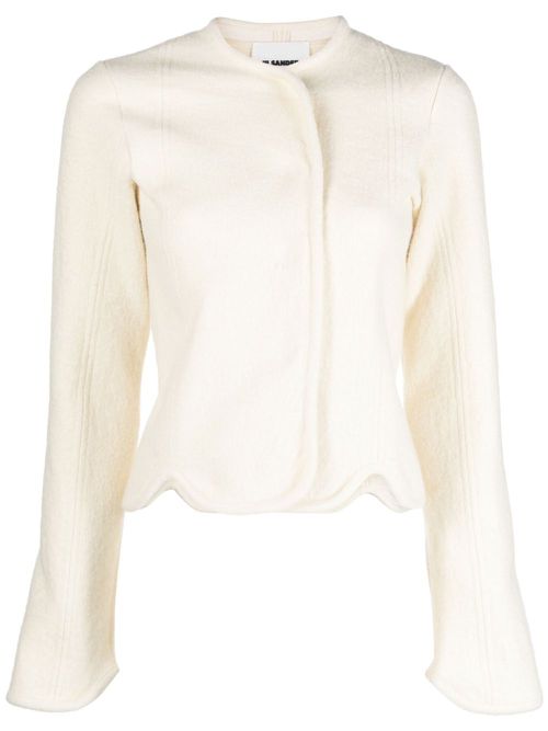 Off-centre cotton-wool blend jacket - Neutrals