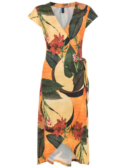 Falcão floral-print wrap dress - Yellow