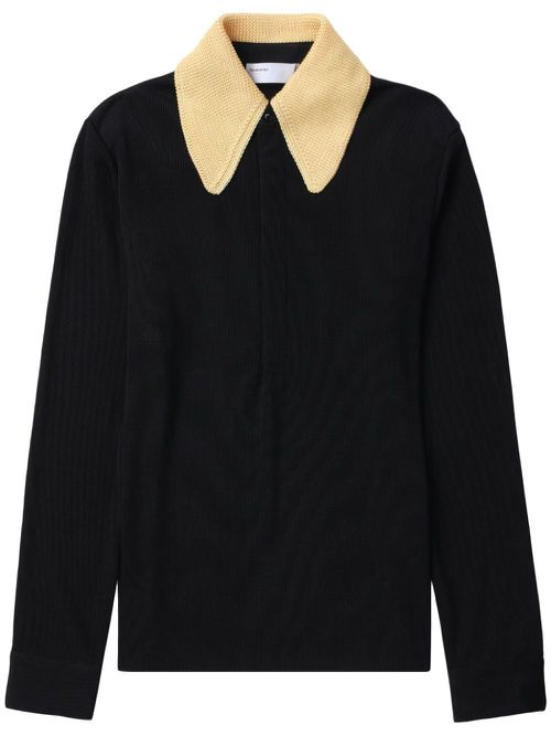 Contrasting-collar top - Black