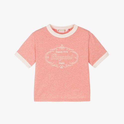 Girls Pink Cotton Embroidered T-Shirt
