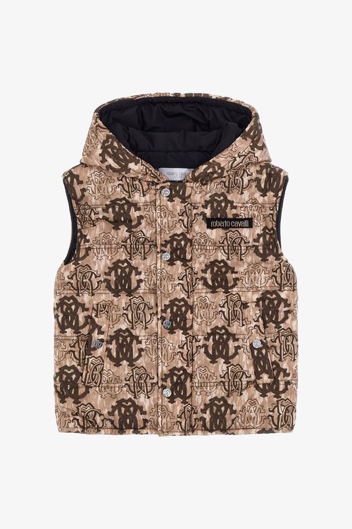3d Monogram Print Down Vest
