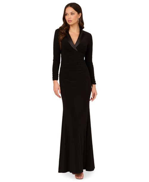adrianna papell jersey and satin tuxedo sheath dress Amazon.com: Adrianna Papell Stretch Jersey Tuxedo Cocktail Dress with Shawl Collar Black 4 : Clothing, Shoes & Jewelry