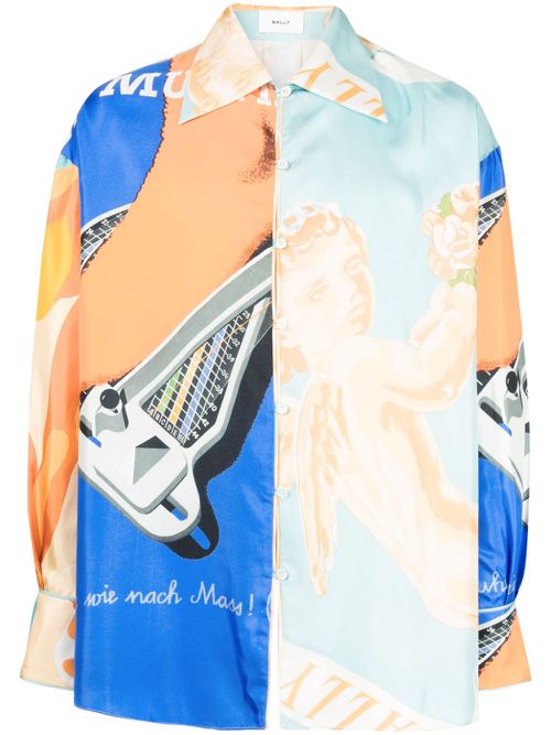 Abstract-print panelled shirt - Multicolour