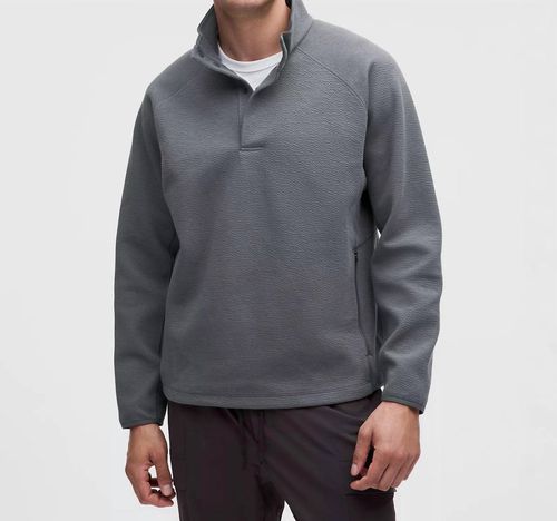 Men's Textured Spacer Anorak Jacket In Oil Grey
