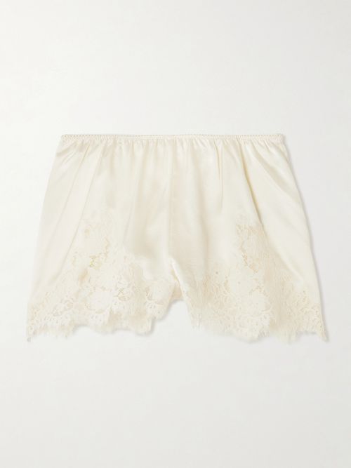Iona Lace-trimmed Silk-satin Shorts - Cream