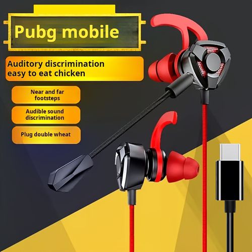 TEMU Gaming Headset, Wired Earbuds With Type-c Interface, Sports Mic, Cancelling For Chicken Eating Experience