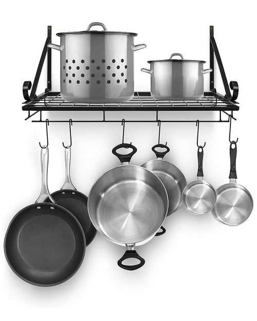 Kitchen Wall Pan Rack with 10 Hooks