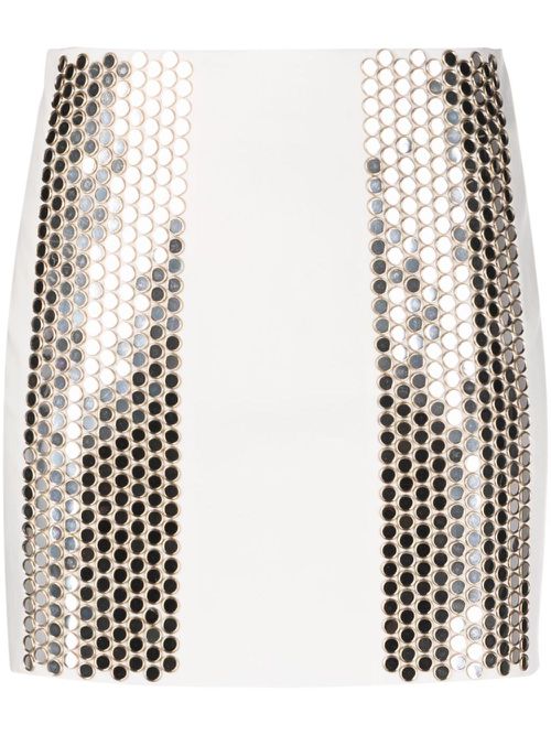 Reflective stud-embellished miniskirt - White