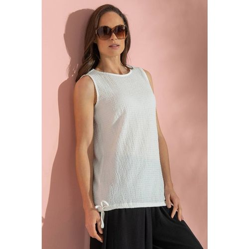 Klass. Women's Textured Sleeveless Top in White | : Mediu