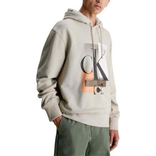 Calvin Klein Mens Hoodies BEH Connected Layer Pullover Classic Hooded - Olive Cotton - Mediu