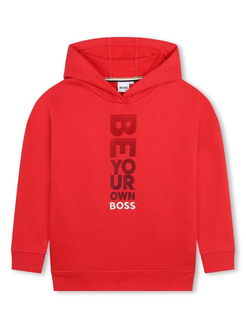 Logo-print long-sleeved hoodie - Red