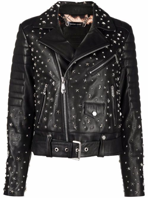 Star-studded biker jacket - Black