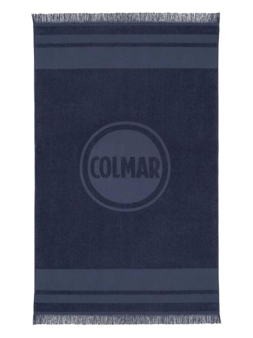 Logo-jacquard fringed towel - Blue