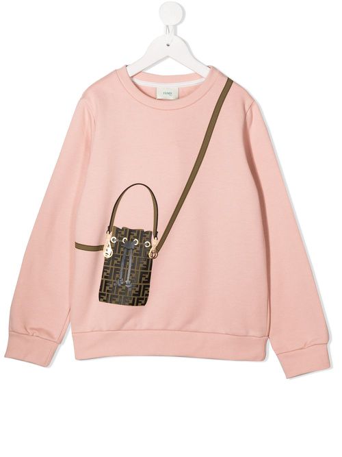 FF bag print cotton sweatshirt - Pink