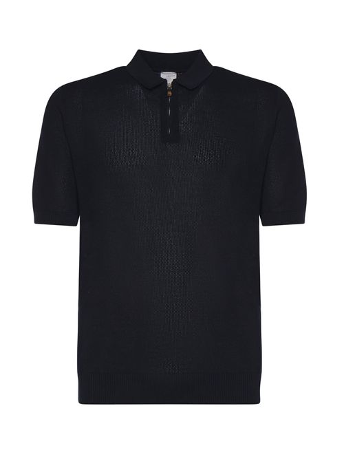 Cotton Zip-up Polo Shirt
