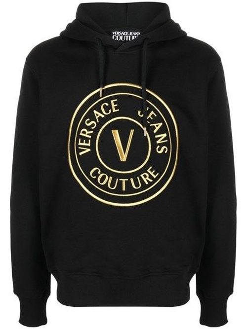 Logo-Print Cotton Hoodie — Black