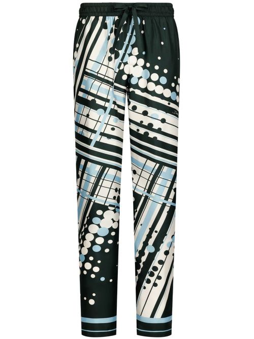 Abstract-print silk pijama trousers - White