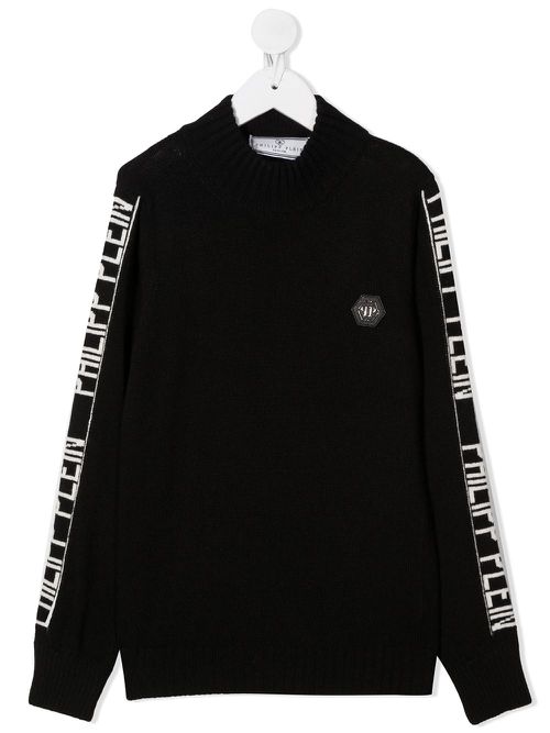 Logo trim intarsia jumper - Black