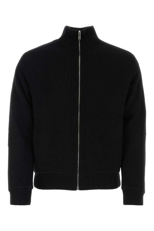Virgin Wool and Cashmere Blend Cardigan — Black