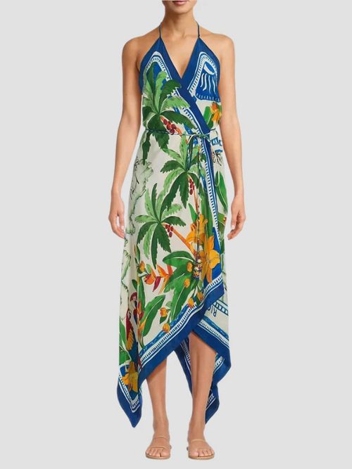 green emerald velvet dress Green Palm Tree Eyelet Midi Dress  Karlee