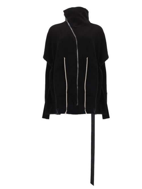 Black Solid Mock Collar Sweatshirt