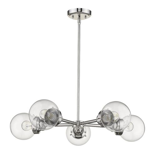 Polished Nickel Five Light Chandelier from the Portsmith Collection