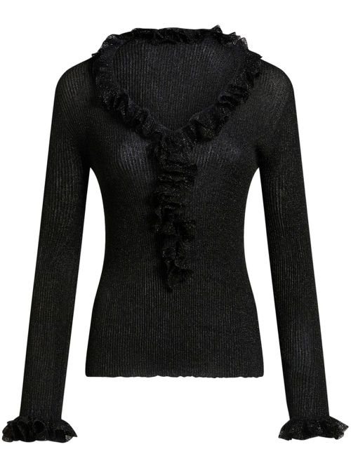 Metallic ruffled jumper - Black