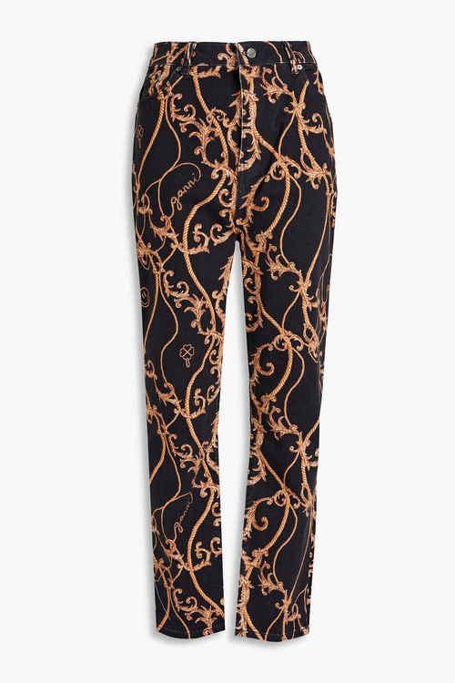 Cutye cropped printed high-rise straight-leg jeans