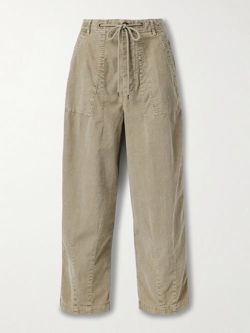 Cotton-blend Corduroy Barrel-leg Pants - Neutrals