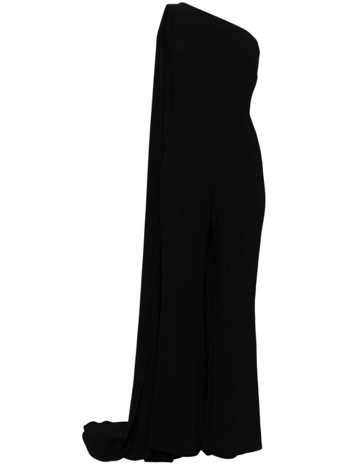 Cape-insert one-shoulder jumpsuit - Black