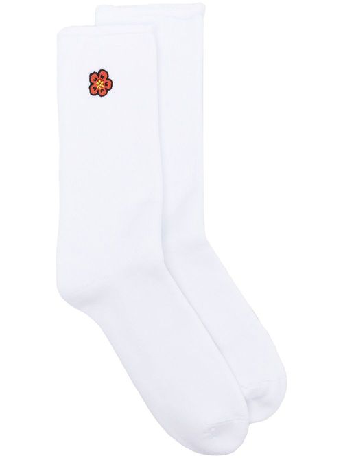 Intarsia-logo socks - White