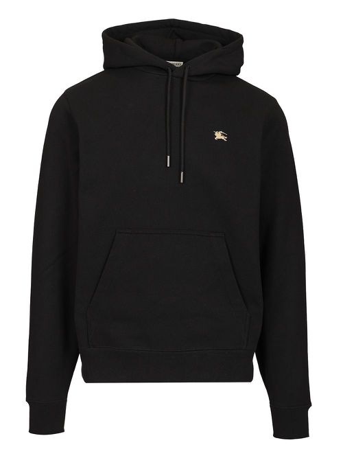 Knight Stamp Cotton Hoodie Sweatshirts Black