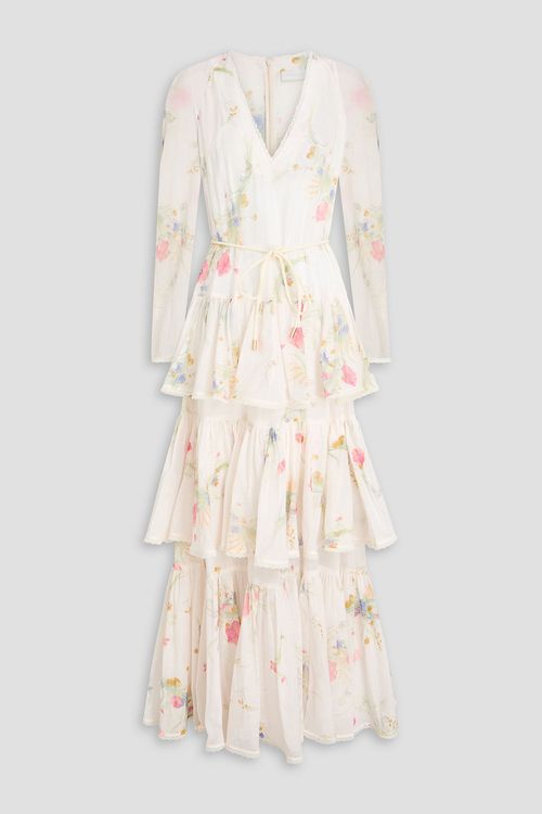 Tiered floral-print cotton-gauze maxi dress
