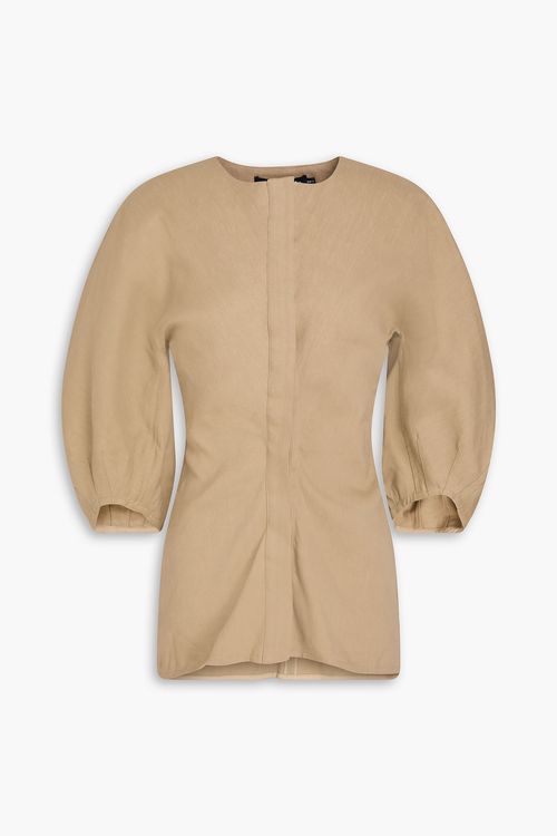 Reagan linen-blend twill top - Neutral - US 4