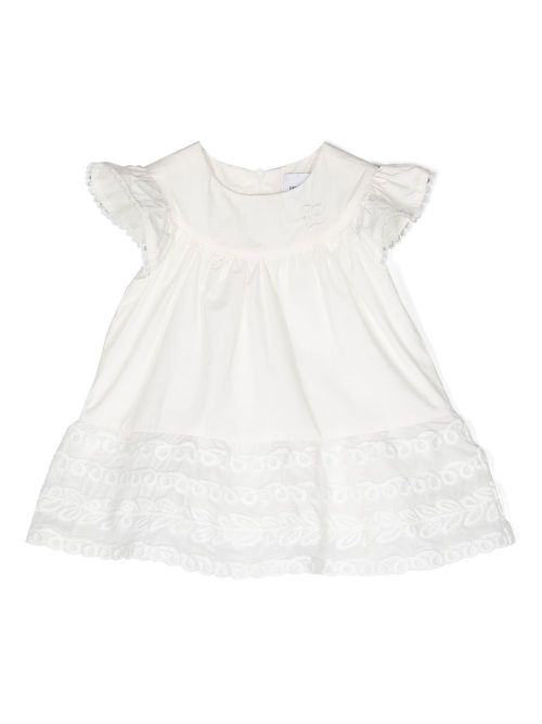 Embroidered details casual dress - White