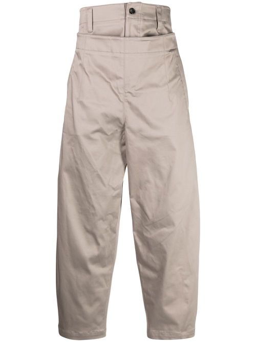 Wide-leg tailored trousers - Brown