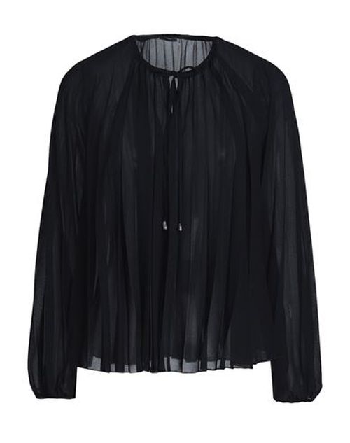 Pleated Chiffon Top Woman Top Black Size 8 Recycled polyester