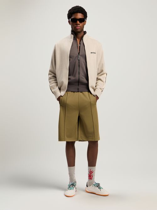 Back Curved Logo Track Shorts Man  Army Green