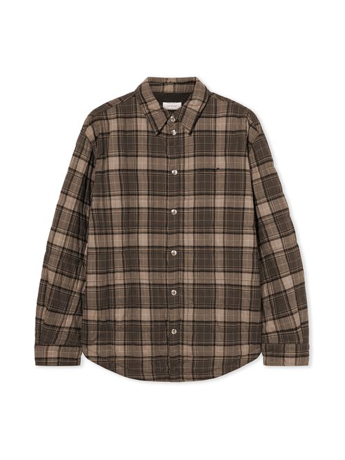 Spray Arrow Check Flannel Overshirt - Male Coats And Jackets Dark Grey