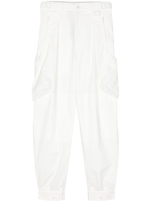 Pleated cargo trousers - White