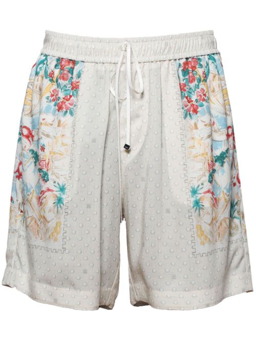 Mix-print deck shorts - Grey