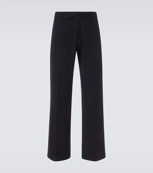 Cotton drill wide-leg pants