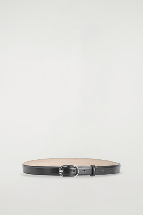 Oval-Buckle Leather Belt
