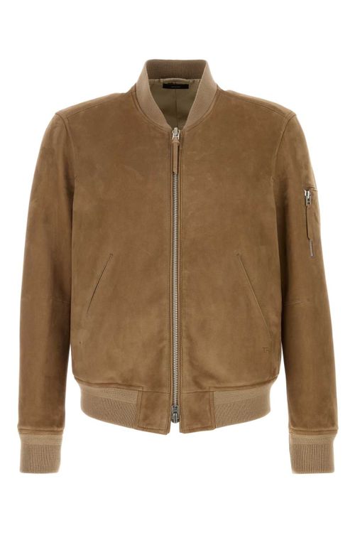 Suede Bomber Jacket — Brown